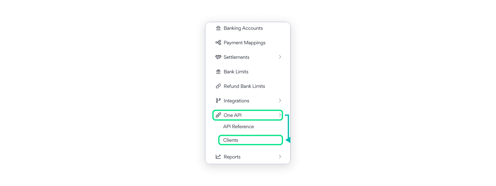 One API Clients Menu