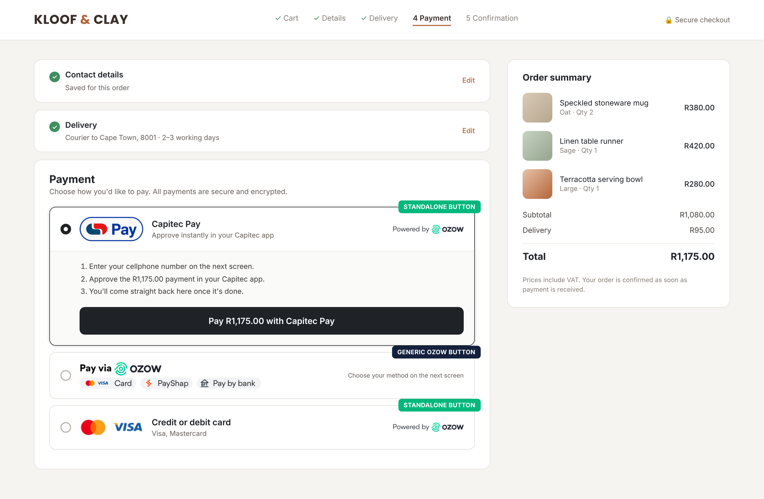 E-commerce checkout example