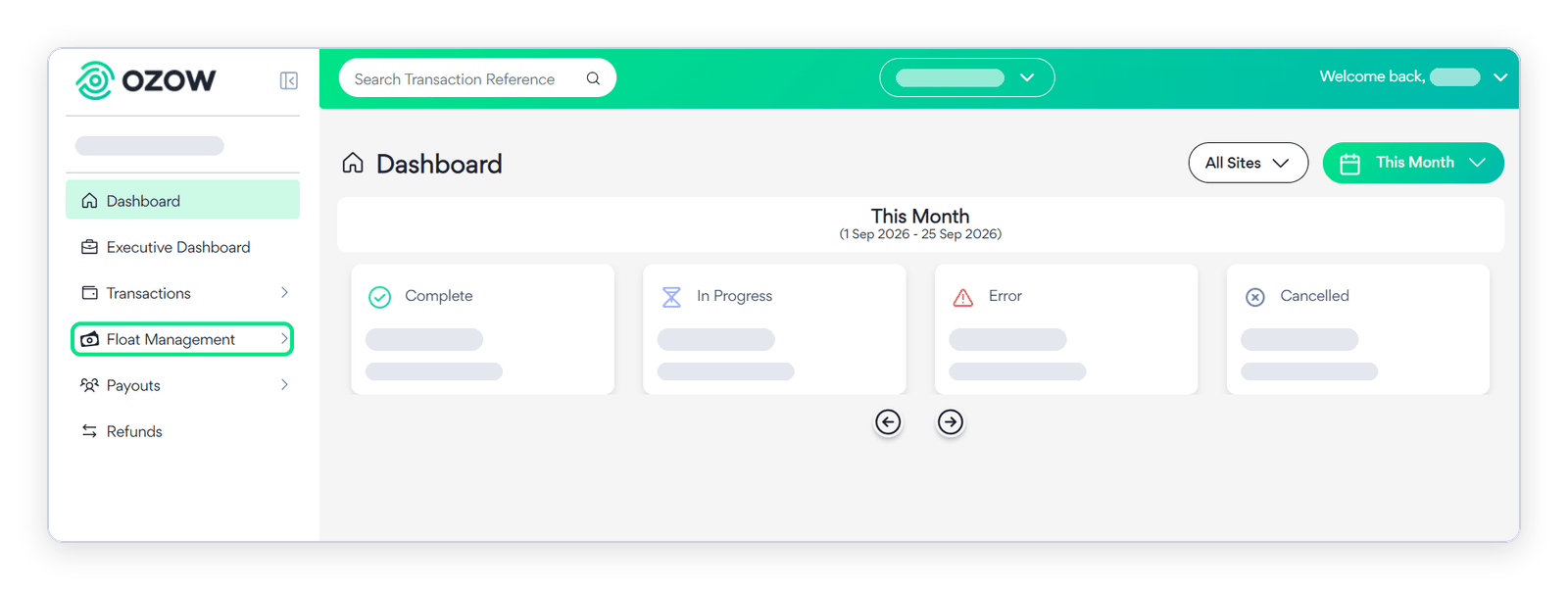 Ozow Portal Navigate to Float Management