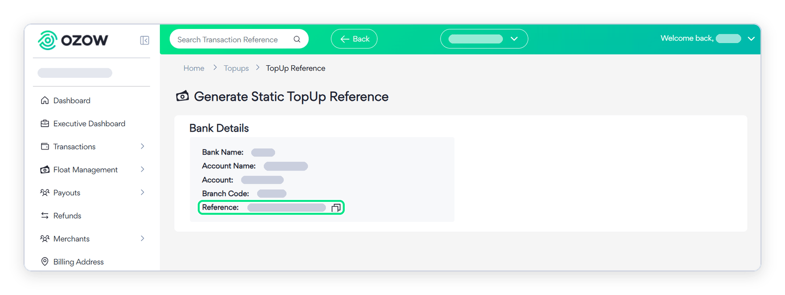 Select Static Reference Top Up