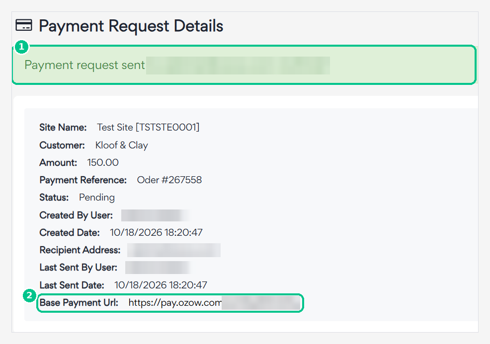 Payment request confirmation screen