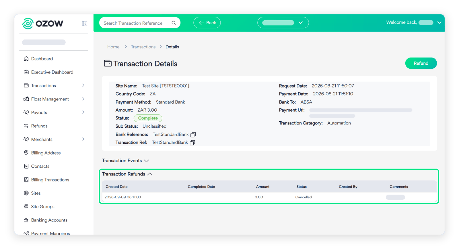 Transaction Refunds