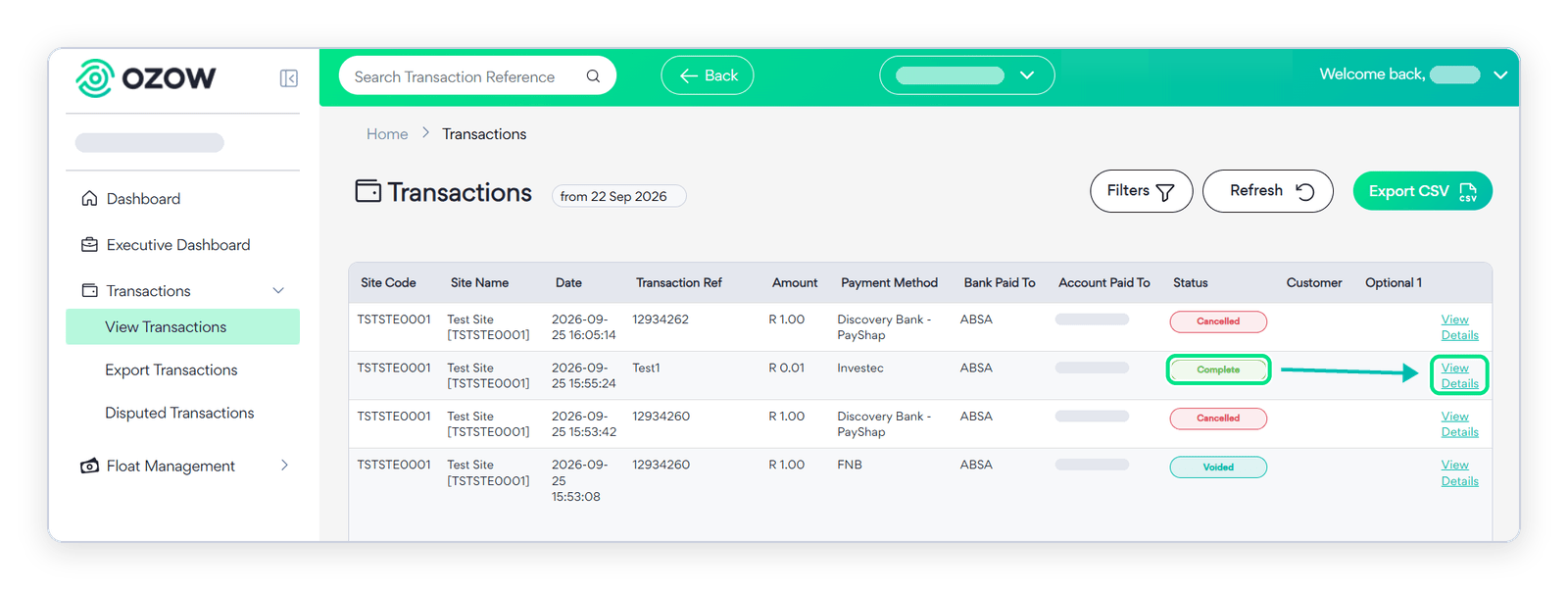 View Transaction Details